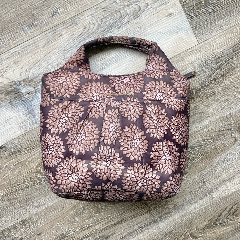 Rachel Ray Flower Fabric Lunchbag with Insulated Lining and Zipper Pouch